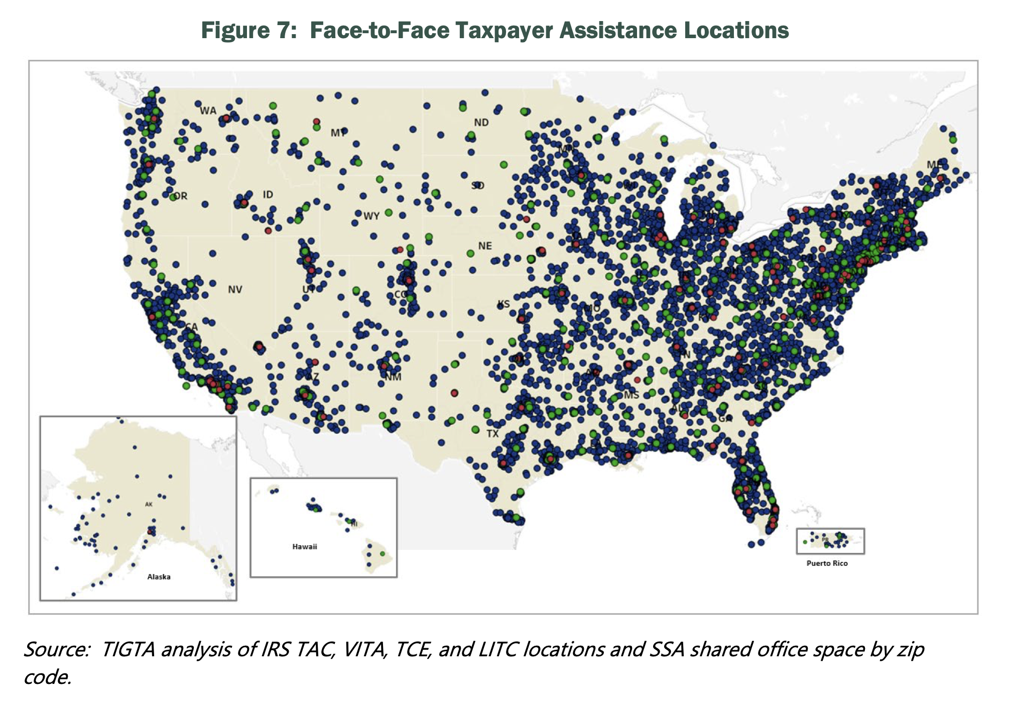 All current IRS locations that offer in-person services for taxpayers.